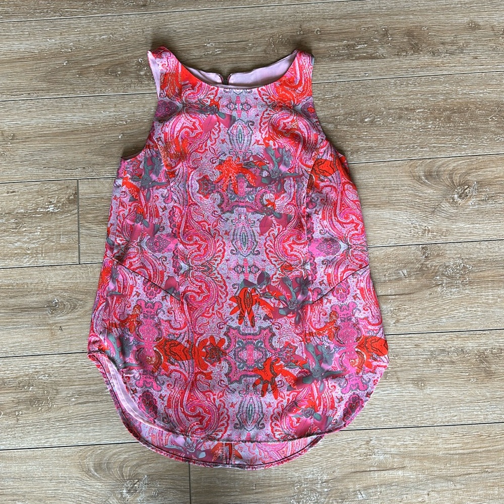 Cabi Bright Pink & Red Sleeveless Top Size Small